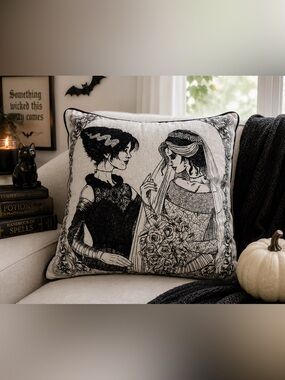 Brides of Frankenstein Pillow, Gothic Horror Halloween LGBTQ Pride